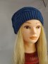 Дамска шапка, плетена в синьо, зимна , снимка 1 - Шапки - 42370543