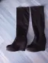 Високи, велурени, дамски ботуши, снимка 2