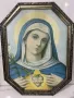 Печат на Светото сърце на Maria от Викторианската епоха Victorian Era Sacred Heart of Madona Print, снимка 1