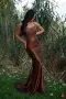 официална рокля с камъни в кафяво , снимка 1