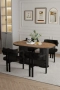 Бохо комплект за трапезария 80x140 с 4 метални стола Токио - черни крака, снимка 3