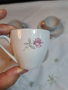 чаша за кафе с чинийка стар български порцелан с рози 28/5, снимка 4