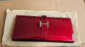 Дамско червено портмоне, лачена кожа, кожа на змия ефект, ново , снимка 1