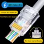 Комплект от 50 броя RJ45 CAT6/CAT5e конектори тип „Pass-Through“ (преходни) – позлатени 8P8C модулни, снимка 10