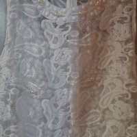Бяла рокля нашита с перли и дантела , снимка 5 - Рокли - 41189193