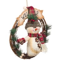 Коледен венец със Снежен човек, 35см Welcome, снимка 2 - Коледни подаръци - 42722282
