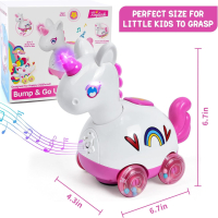 Музикален пълзящ еднорог Бебешки играчки за 6месеца  - 1+ години НОВО, снимка 1 - Музикални играчки - 44597090