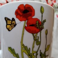Чаша с мак и пеперуди, снимка 2 - Чаши - 41461647
