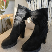 Дамски велурени боти с висок ток, снимка 3 - Дамски обувки на ток - 44659793