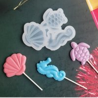 Морски Морско конче костенурка мида силиконов молд форма близалки pops cakes Lollipop Pop Cake Попск, снимка 1 - Форми - 42271610