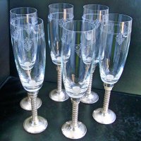Сервиз чаши за шампанско кристал сребро Бохемия, снимка 2 - Други ценни предмети - 35814695