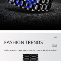 Моден черен изцяло метален дигитален лава ръчен часовник Мъжки син LED дисплей , снимка 3 - Мъжки - 40954082