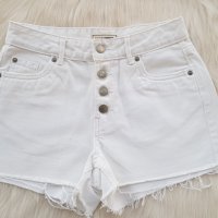 Бели къси дънки с висока талия размер S, снимка 7 - Панталони - 41681647
