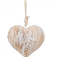 Декоративно висящо сърце дърво, бяло златисто/13x6x12 см, снимка 1 - Романтични подаръци - 39429127