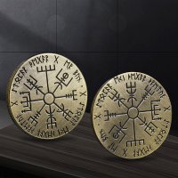Викинг руна компас монета - Gold, снимка 3 - Нумизматика и бонистика - 39880739
