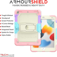 ArmourSHIELD Калъф за Apple iPad 10.2" със сгъваема стойка, държач за молив, розов, за деца, снимка 5 - Калъфи, кейсове - 44798229