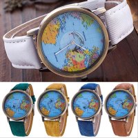 Ръчен часовник : карта на света, снимка 1 - Дамски - 41403156