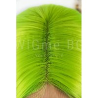 Къса права яркозелена лейс фронт перука Лив, снимка 4 - Аксесоари за коса - 35784702
