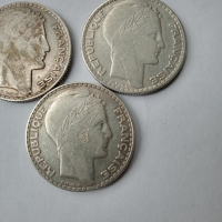 лот сребърни 10 франка 1932 , 1933, 1934 Франция, снимка 5 - Нумизматика и бонистика - 44759783
