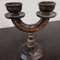 Красив комплект от 2 бр стари дървени свещници. , снимка 3 - Антикварни и старинни предмети - 42668179