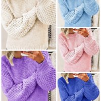 Дамски топъл дебел плетен пуловер, 5цвята - 023, снимка 1 - Блузи с дълъг ръкав и пуловери - 42541591