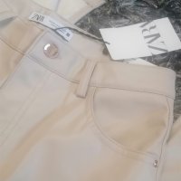 Нов Zara кожен панталон с цепки, размер 38(S/M), снимка 9 - Панталони - 42526902