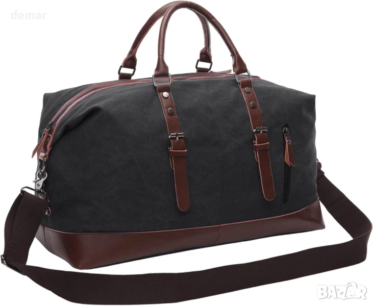 Платнена чанта за пътуване с голям капацитет 40-50 литра, черна, снимка 1