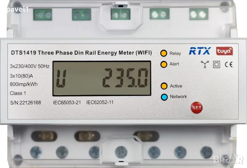НОВ 3-фазен WiFi  електромер TUYA до 80 А, снимка 1