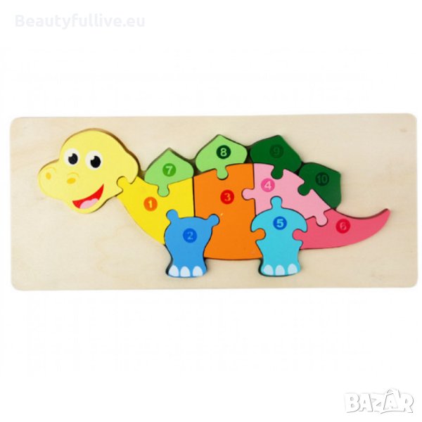 Дървен пъзел Динозавър 10 ел, снимка 1