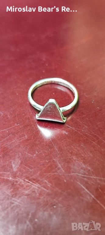 Сребърен Пръстен Пирамида 17мм, снимка 1