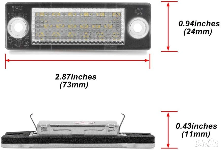 LED Плафони светлини за номер Jetta Skoda Caddy, Volkswagen, Golf Plus, Passat, Touran, Transporter, снимка 1