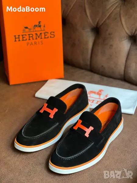 Hermes естествена кожа мъжки официални обувки два цвята , снимка 1