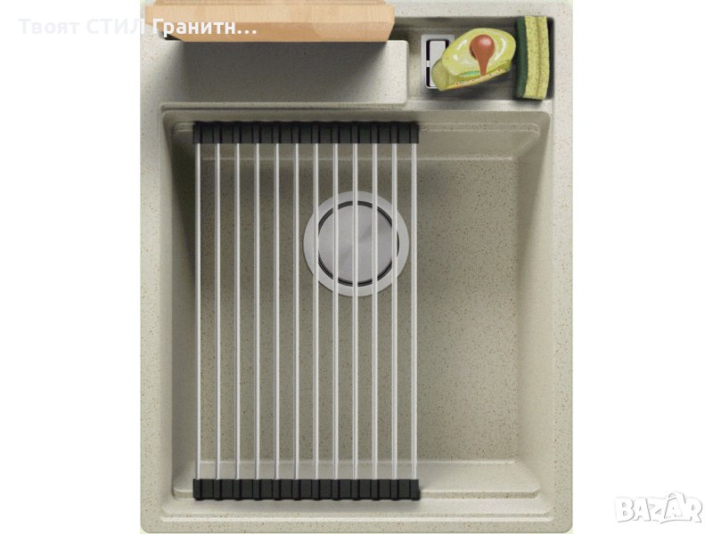  Кухненска Мивка от гранит модел Осло 45 Премиум 430 x 530 мм Бежова, снимка 1