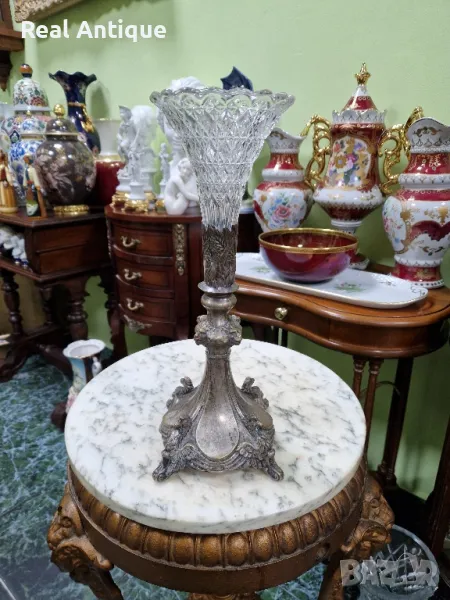 Антикварна колекционерска кристална  висока чаша бокал ваза ART Nouveau , снимка 1