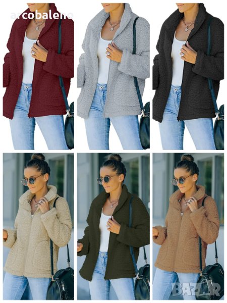Дамско есенно-зимно топло яке с имитация на агнешки косъм, 6цвята , снимка 1