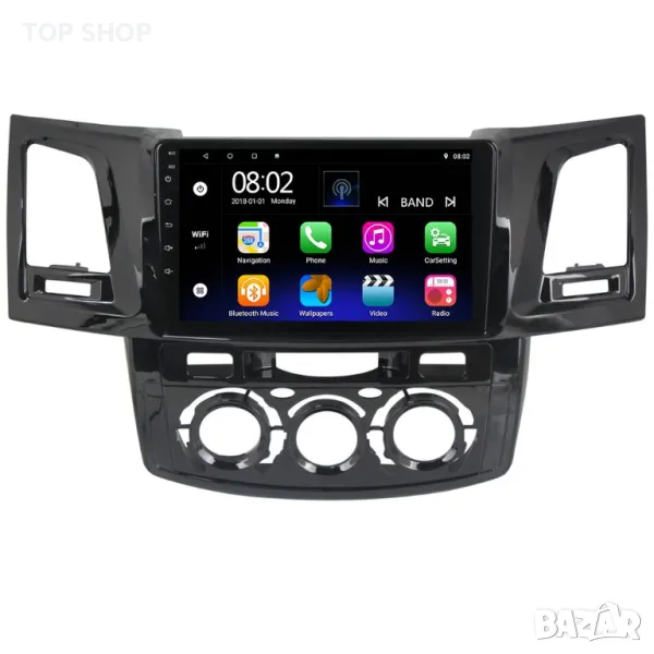 Мултимедия, за Toyota Fortuner Hilux, Двоен дин, Навигация, дисплей, 2 Дин, плеър 9“ екран, Android, снимка 1