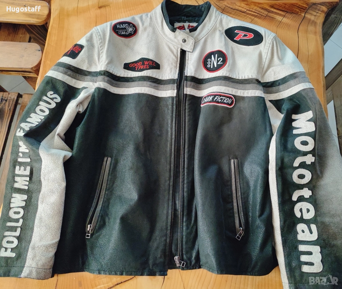 Винтидж Мъжко кожено яке моторджиско Cafe Racer Clockhouse Xl, снимка 1