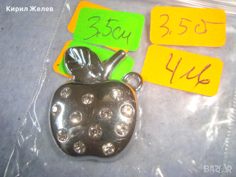 СРЕБРИСТА ЯГОДКА - ФИГУРАЛНА с КРИСТАЛЧЕТА АРТ ВИСУЛКА 3,5см 4лв, снимка 1