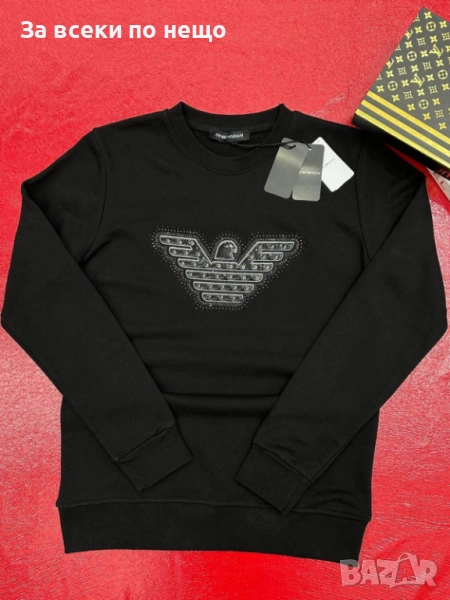 Emporio Armani Мъжка Черна Памучна Блуза С Дълъг Ръкав Емпорио Армани Код A954, снимка 1