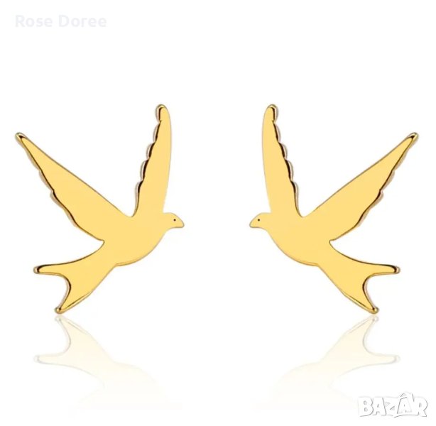 RD 532 Обеци Птица в златисто аксесоари медицинска стомана безплатна доставка птици стоманени бижута, снимка 1