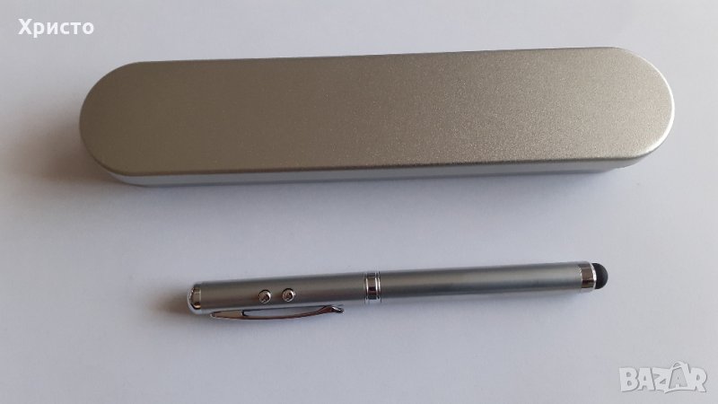 лазерна показалка професионална метална в метална кутия стабилна и истинска дълга с фенерче лед и , снимка 1