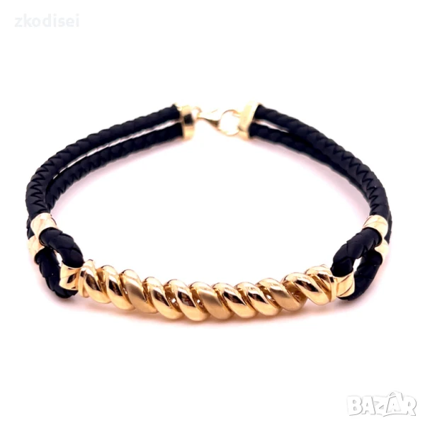 Златна гривна с кожа 7,05гр. 20,0см. 14кр. проба:585 модел:33728-5, снимка 1