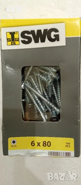 Регулиращи , регулируеми,дистанционни винтове за дърво 6x80мм, 100 бр., снимка 1