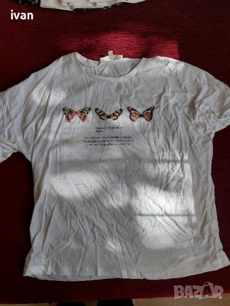 Бяла тениска със щампа , снимка 1