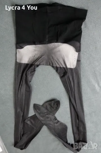 S/M черен безшевен чорапогащник с ликра и висок колан, снимка 1