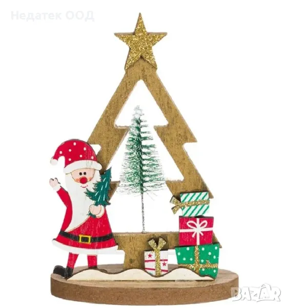 Коледна декоративна фигура, Елха, Многоцветен, 16см, снимка 1