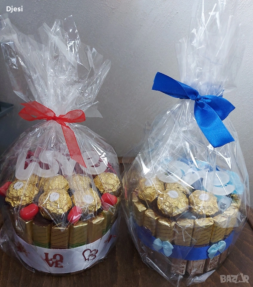 Подарък с бонбони и светещ надпис "Love", снимка 1