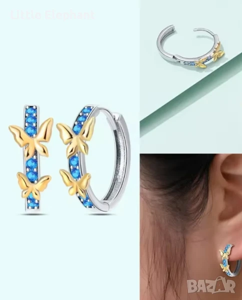 Pre order Сребърни висящи обеци Dreamy butterflies,Anniversary jewerly,колекция"Butterflies"/нови, снимка 1