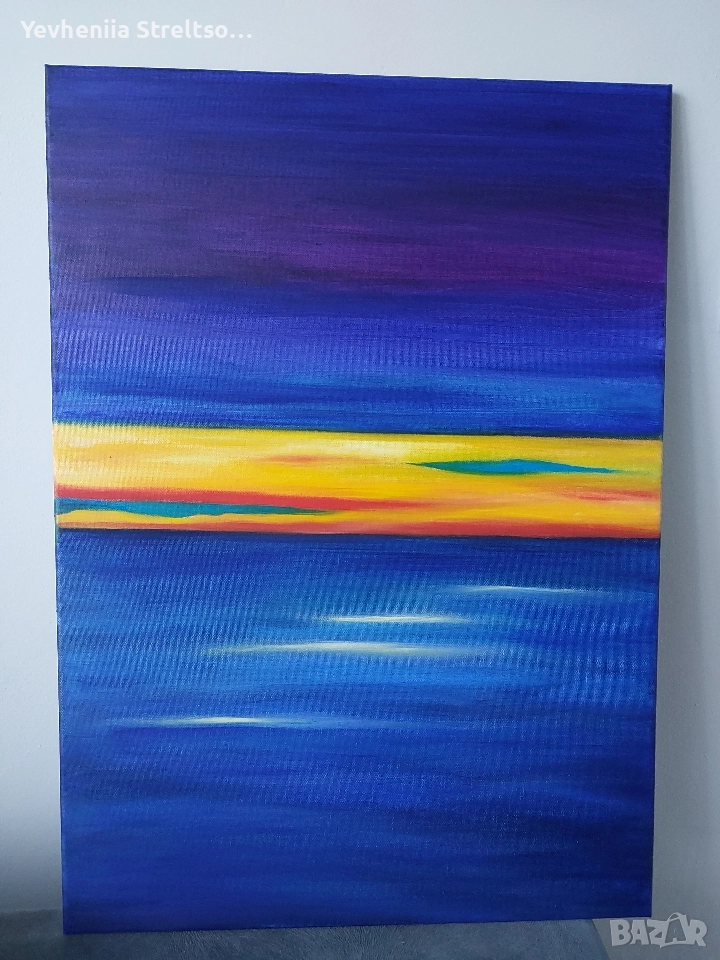 Оригинальная картина ЗАКАТ НА МОРЕ, снимка 1