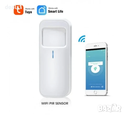 KS-808WT Интелигентен WiFi PIR Сензор за движение Съвместим с платформите Tuya Smart и Smart Life, снимка 1